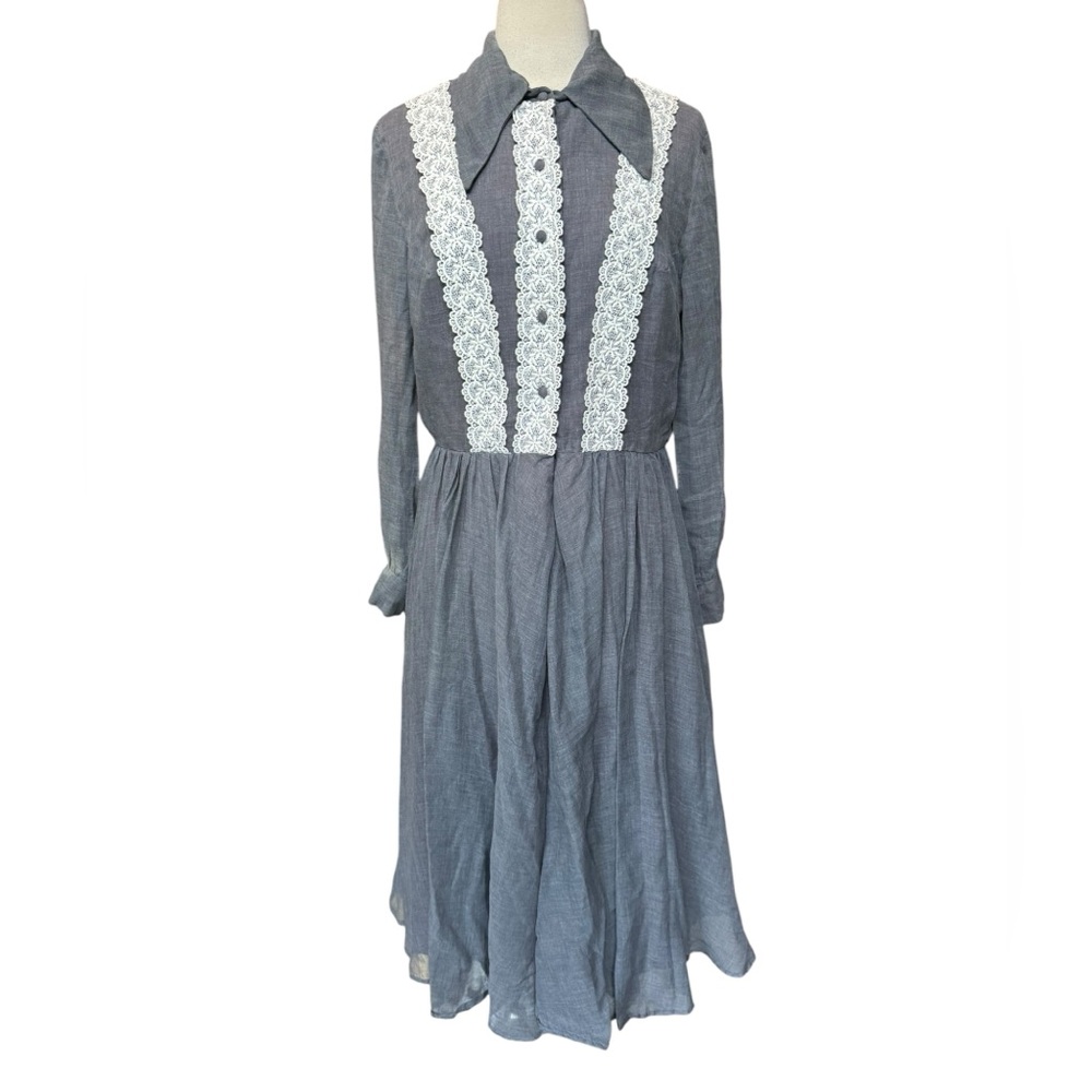 1970s does Victorian/Edwardian Era Coco California Linen Blend Prairie Dress